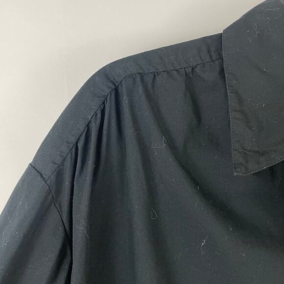 🍒 Cotton Oversized Boxy Midi Shirt Dress Black Button Front Classic Poplin XS - Picture 8 of 10
